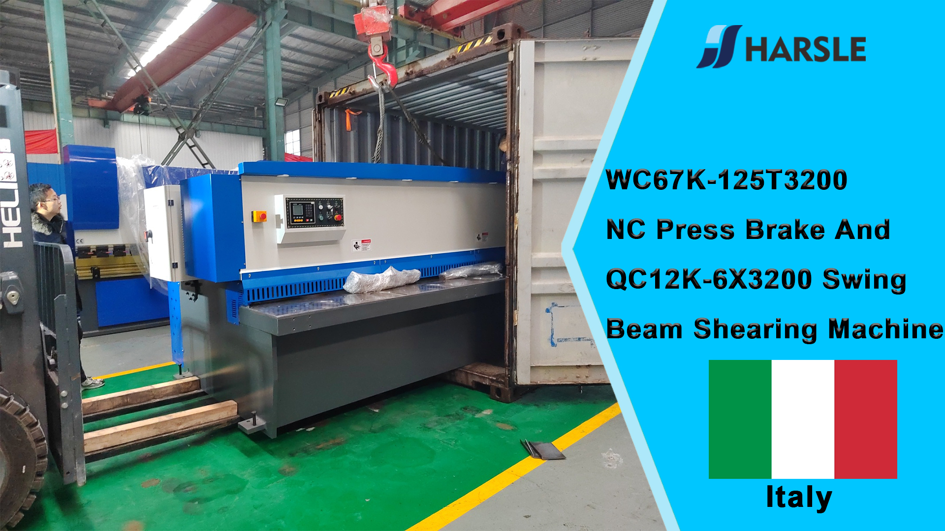 Włochy-WC67K-125T3200 NC Prasa krawędziowa i QC12K-6x3200 Swing Beam Shearing Machine